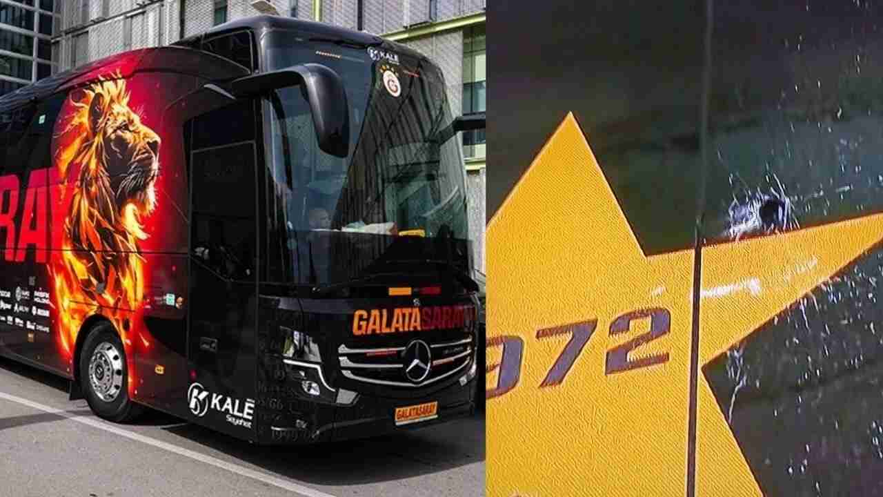 MAÇ SONRASI G.SARAY OTOBÜSÜNE TAŞLI SALDIRI!…