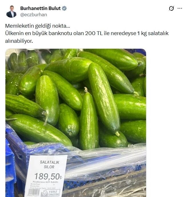 BULUT: “EN BÜYÜK BANKNOT İLE 1 KİLO SALATALIK ALINABİLİYOR…”